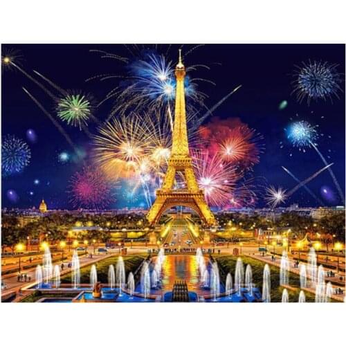 City Landscape Full Square Diamond Painting Kits Paris Tower Mosaic Embroidery Picture Crystal stones Stickers Decal Wall Art