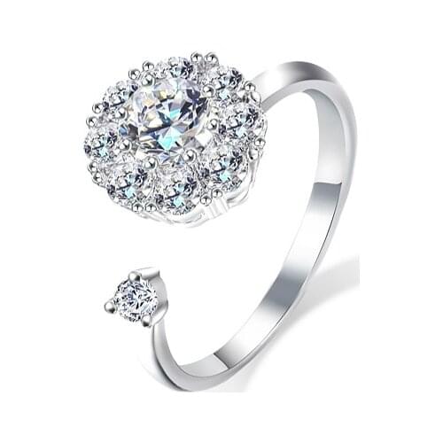 New Trendy AAA Crystal Zircon Adjustable Rings For Women Elegant Creative Revolve-Able Design Ladies Wedding Party Jewelry Gifts