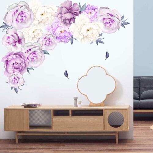 Purple Lavender Flower Ball Peony Flower Self-adhesive Wall Sticker Room Decoration DIY Wall Decal Sticker Warm And Romantic