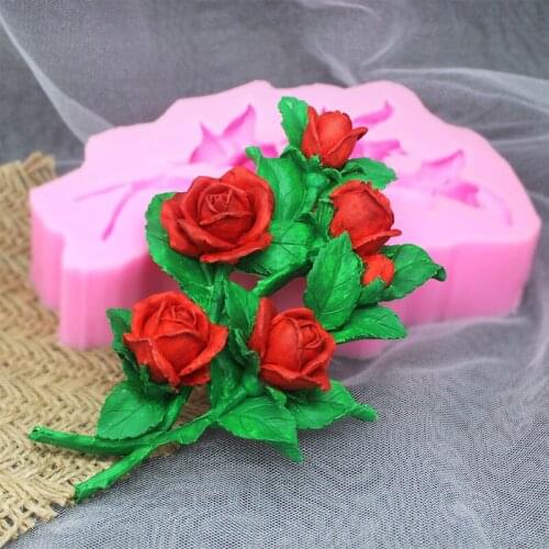 Silicone Mold three-dimensional big rose bouquet turnover sugar cake chocolate decorative plaster decorations handmade soap C109