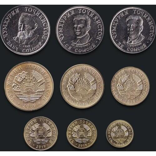 Tajikistan Coins 9 Large Set 2019 Real Original Coins Collectibles Authentic Unc