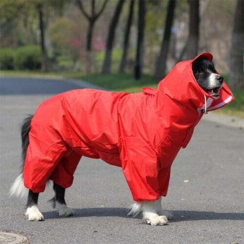 Dog All-Inclusive Raincoat Lu Fu Large and Medium-Sized Small Dogs Siamese Four-Footed Clothes Pet Dog Light-Reflecting Raincoat