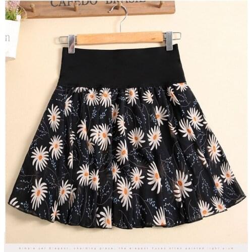 2021 Chiffon Short Skirt Wave Dot Skirt Puffy Pants Summer Large Anti Light High Waist Half A-line Yarn Female Wave Big Daisy
