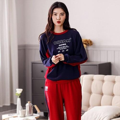 Womens pajamas fall/winter cotton loose large size can be worn outside suits home wear