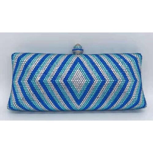 XI YUAN Female Crystal Diamond Blue Clutch Bags Party Wedding Purse Bridal Handbags Women Pochette Wristlets Evening Bags Wallet