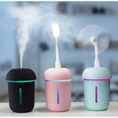 200ml Air Humidifier 3 in 1 Aromatherapy Mushroom Ultrasonic Air Fogger Mini USB Fan&LED Mist Maker FOR Car Office Air Purifier