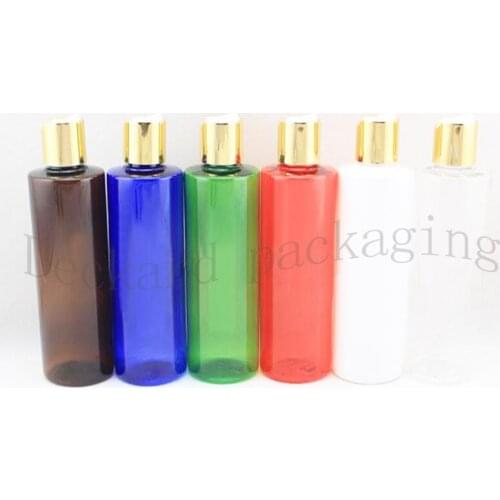 30pcs 250ml Golden disc lid Plastic Cosmetics Lotion Bottle With Disc Screw Lid 250cc Shampoo PET Containers,Cosmetic Packaging