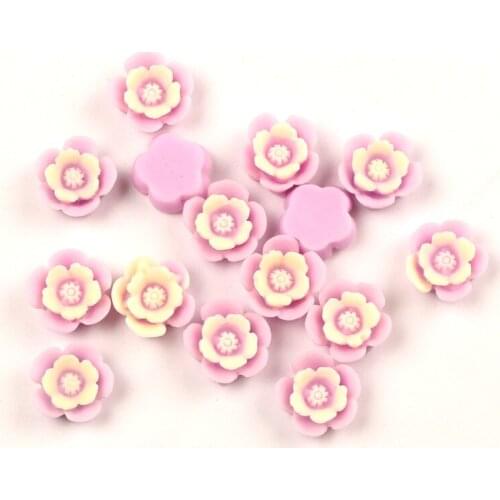 50Pcs Purple Resin Flower Decoration Crafts Beads Flatback Cabochon Scrapbook For Clothes DIY Embellishments Accessories