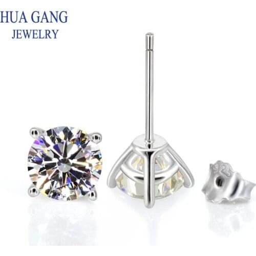925 Silver Ear Rin 1carat D Color Moissanite Earrings Brilliant Cut New Arrival 1ct Moissanite Gemstone Stud Earrings for Women