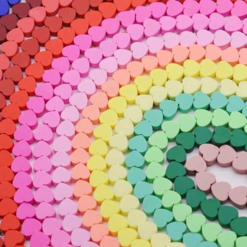 Colour 10mm Love Heart Shape Clay Spacer Beads Polymer Clay Beads For Jewelry Making DIY Handmade Accessories 30pcs/Lot