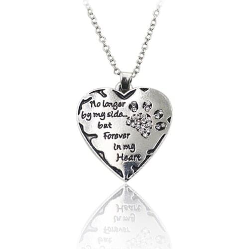 3Pcs No Longer By My Side But Forever In My Heart Pendant Heart Crystal Necklace Charms Chain Jewelry Gifts For Women Men