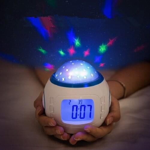 Clock Led Night Lights Bedroom Bedside Night Lamp Strange Starry Sky Alarm Battery Power Children Kid Gifts Decoration Lamp