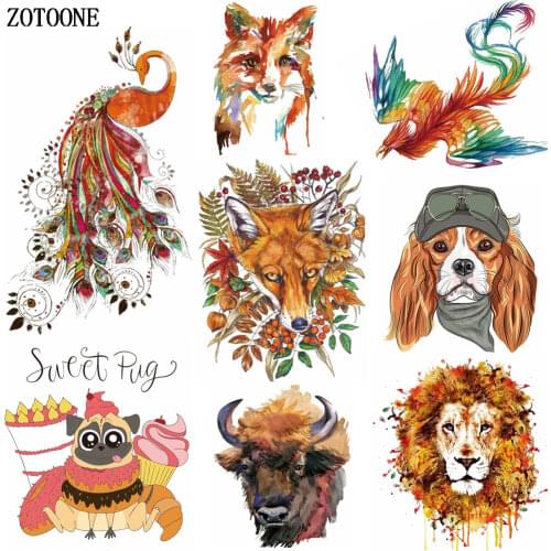 ZOTOONE Colorful Warm Animal Iron on Transfer for Clothing Beaded Applique Embroidery Flower Patches DIY Clothes Decoration E