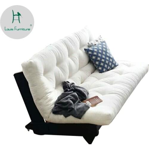Louis fashion living room sofas Nordic Japanese folding bed solid wood fabric dual-purpose