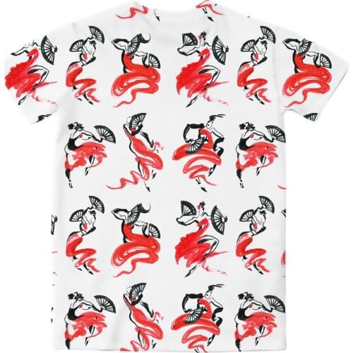 REAL American US SIZE Flamenco Sublimation Printing Plus Size 3XL 4XL 5XL 6XL Top T-Shirt