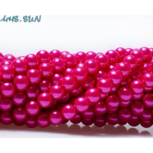 MHS.SUN 3MM-16MM Hot Peach Round Glass Imitation Pearl Loose Spacer Pearl Beads For Jewelry Making DIY Craft Garment Decoration