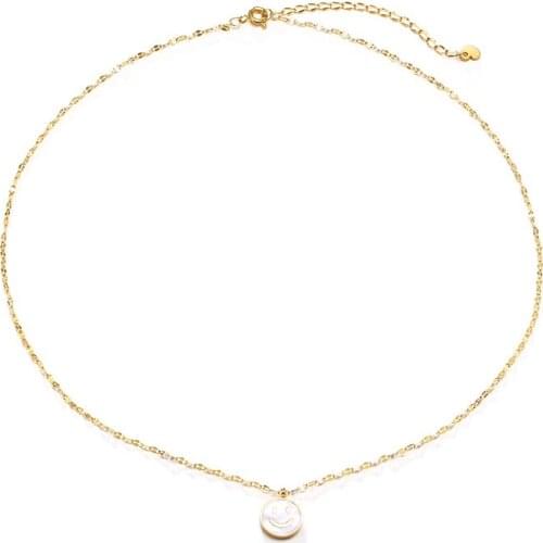 2021 Fashion Stainless Steel Shell Smiley Lips Chain Golden Suitable For Womens Jewelry Temperament And Refreshing Necklace