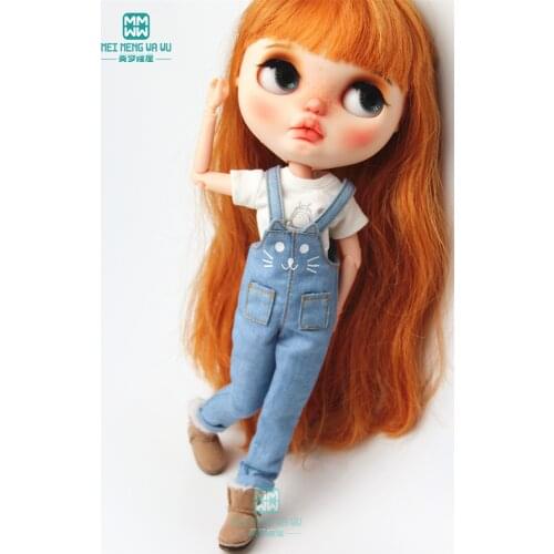 1PCS Blyth accessories fashion cat Bib pants Pink, blue, denim blue for Blyth Azone 1/6 doll accessories