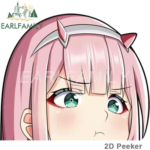 EARLFAMILY 13cm x 11cm for Zero Two Peek Darling in the FranXX Car Stickers Anime Decal Motorcycle Car Assessoires Sticker Decor