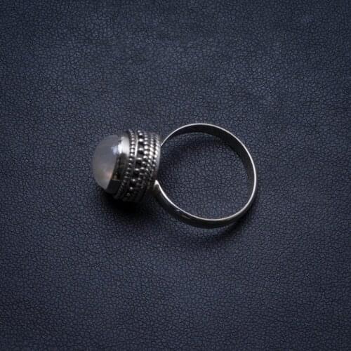 Natural Rainbow Moonstone Handmade Unique 925 Sterling Silver Ring, US size 8 X1852