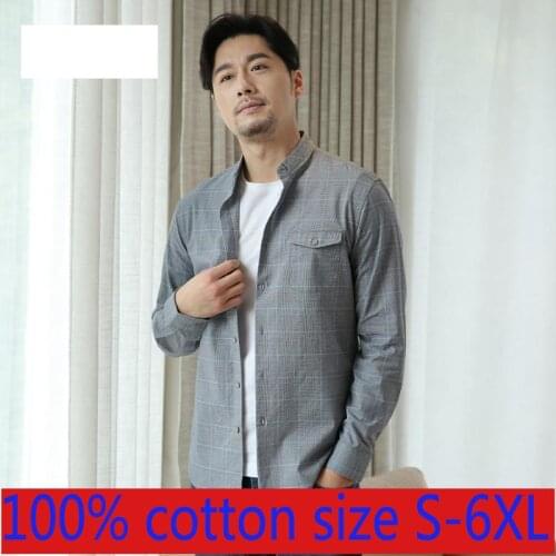 New Arrival High Quality Men Spring Plaid 100% Cotton Long Sleeve Fashion Casual Shirts Plus Size S M L XL 2XL 3XL 4XL 5XL 6XL