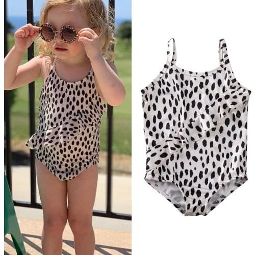 1-6 Years Baby Kids Girl Leopard Print Swimwear 2020 Summer One Piece Swimsuit For Girls Beach Suits Girls Swimming Costume