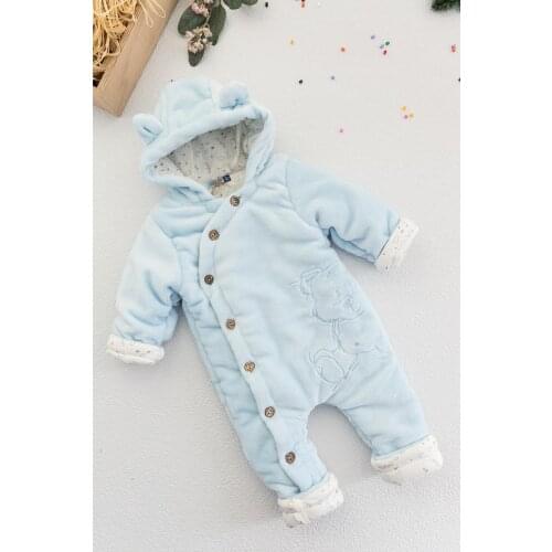 Welsoft Blue Plush Astronaut Baby Boy Jumpsuit with Teddy Bear Figure
