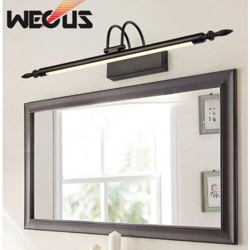 Popular europe black led mirror light America retro bathroom lamp washing show room bedroom wall lighting fixture study sconce
