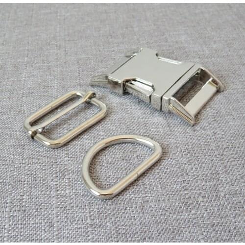 50 sets 30mm strong metal hardware clasp D ring adjuster belt straps quick release buckle for paracord dog collar DIY accessory