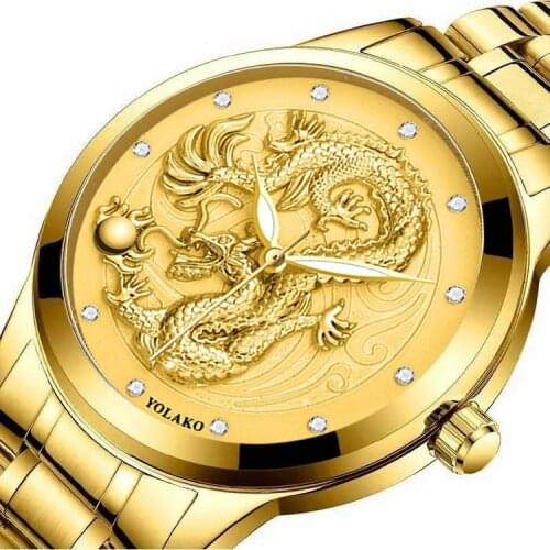 QUNIWO Mens Gold Watch
