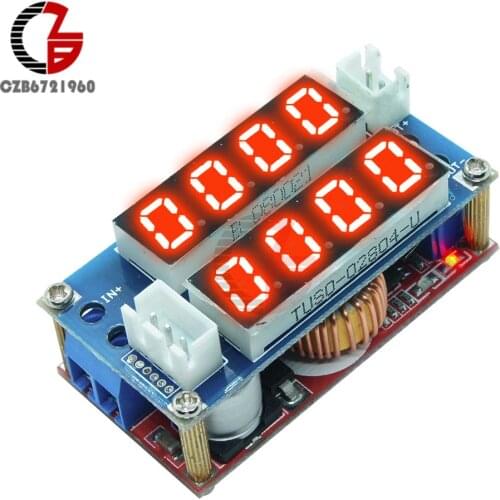 DC 5V 12V 5A Adjustable Step Down Buck Converter Charge Module Power Transformer with LED Digital Voltmeter Ammeter Red Blue