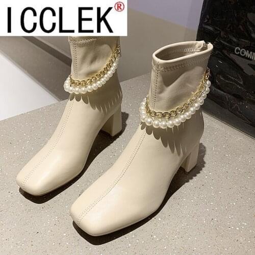 Handmade Custom European Style Small Square Head Low-heeled Boots Simple Wild Street Fashion Womens Designer Boots