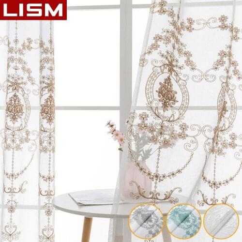 LISM Embroidered Sheer Curtains for Living Room Bedroom Kitchen Voile Curtains for the Room Drapes Window Treatment Decorations