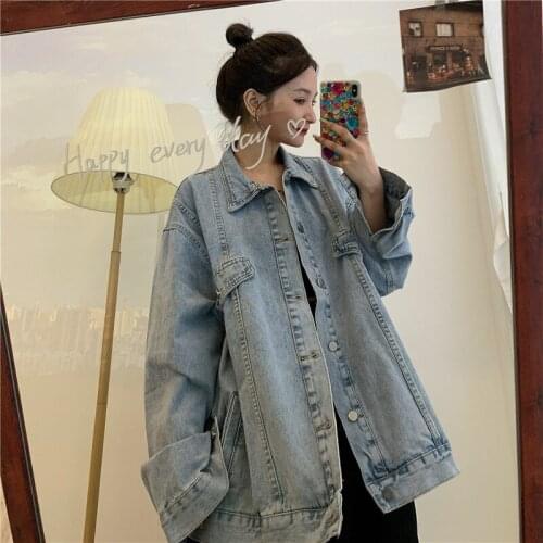 Blue Jean Coat Jacket Women Clothes Oversized Black Jeans Denim Coat Korean Coats Spring Fall 2021 New Jackets for Women Casual