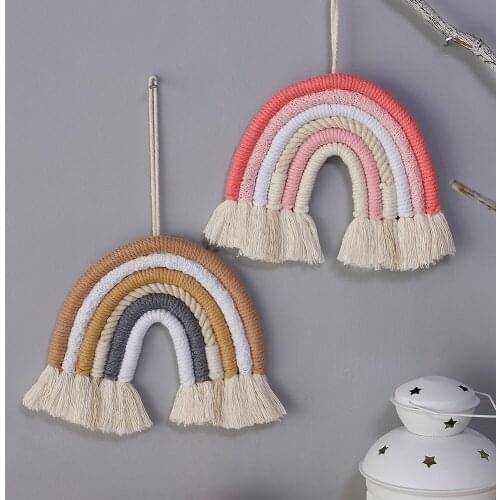 Nordic Tassel Rainbow Macrame Wall Hanging Boho Christmas Kawaii Room Decor Baby Kids Nursery Bedroom Home Decoration