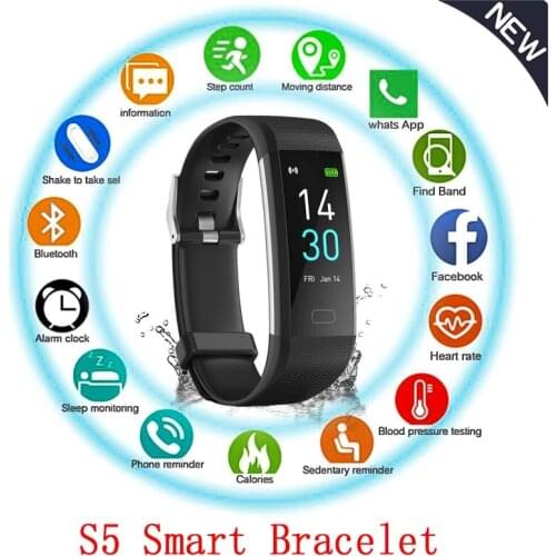 S5 Smart Bracelet Blood Pressure Monitor Men Women Waterproof IP68 Heart Rate Monitor Smart Band Watch Fitness Tracker Bracelet