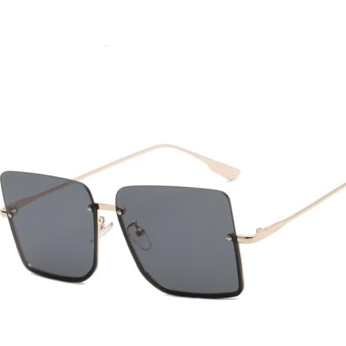 New retro metal half frame sunglasses men trend big frame fashion sunglasses women personality gradient color ocean lens glasses