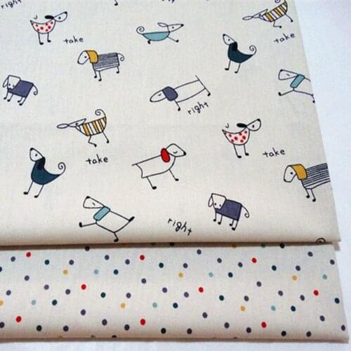 Brand New Design Cartton Dog & Colorful Polka Dot Printed Cotton Fabric Floral Fabric For DIY Sewing Bedding Quilting Clothing