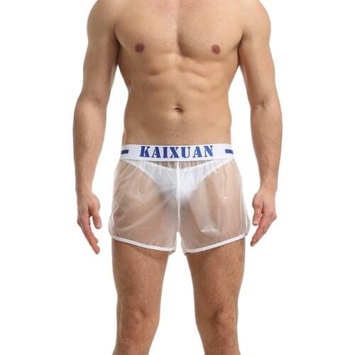 Mens Long Boxer Shorts PVC Transparent Gay Panties Quick Dry Waterproof Sports Underwear Causal Boxershorts Slip Homme Trunks