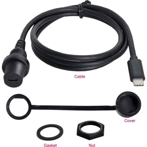 CY Waterproof Type-C USB 3.1 Extension Flush Car Mount Extension Cable for Dashboard Panel