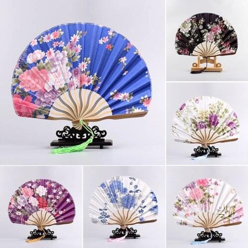 3D Printing Flowers Hand Fan Japanese Cherry Blossom Fan Folding Colth Bamboo Lovely Fan For Girls Wedding Party Favors Gifts