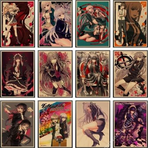 Danganronpa Vintage Poster Japanese Anime Kyouko Kirigiri Whole roles Art Poster and Prints Wall Art Painting