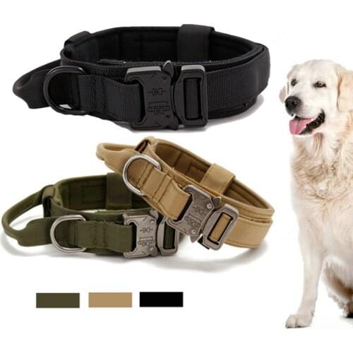 Military Tactical Dog Collar with Control Handle Adjustable Nylon Dog Collar For Medium Large Dogs German Shepherd Training