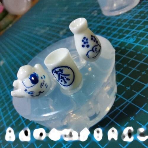 3D Tea Set Silicone Resin Molds DIY Mini Teapot Teacup Mould Tea Party UV Resin Epoxy Silicone Mold Art Craft Tools
