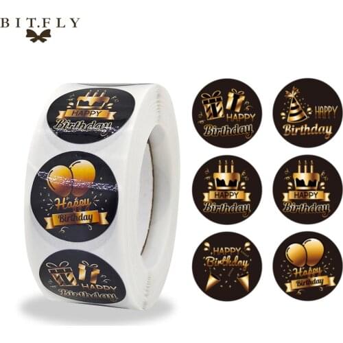 500Pcs Happy Birthday Stickers Party Gift Packaging Seal Labels for Scrapbooking Cards Decoration Baby Shower Candy Box Decor