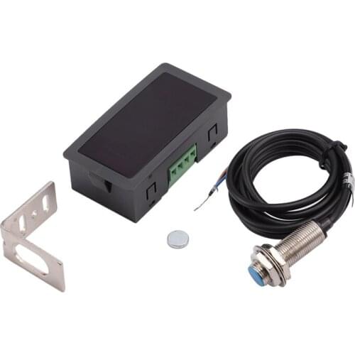 AU05 -LED 4 Digital Tachometer RPM Speed Meter Red + NPN Hall Proximity Switch Sensor 10-9999RPM