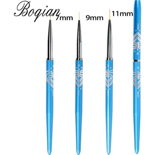 BQAN 7/9/11mm 1pcs Blue Nail Brush Nail Propylene Pigment Painting Drawing Brushes Nail Arts 3D Flower Pen Tools with Cap