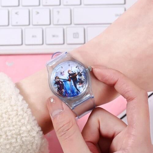 Disney Frozen Elsa Princess Watch Figure Toys Childrens Cartoon Watch Student Birthday Toys Childrens Day Gift Hot Toys