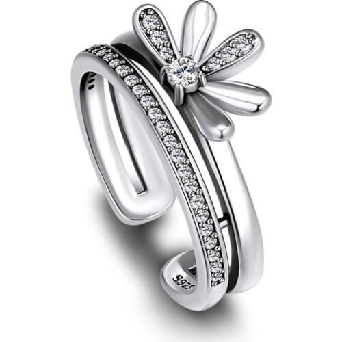 CKK 100% 925 Sterling Silver Floral Daisy Rings Free Shipping