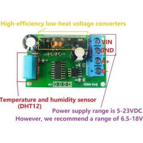 DC5-23V RS485 Modbus Rtu Temperature and humidity sensor for Indoor and outdoor farm temperature and humidity monitori DHT12